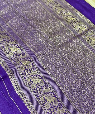 Viscose silk saree with Meena borders Dark Purple Shade With Satin Borders | Glow & Glitter Boutique