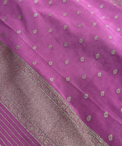 Banaras silk saree Dark Onion Pink Shade with Gold Zari Border | Glow & Glitter Boutique