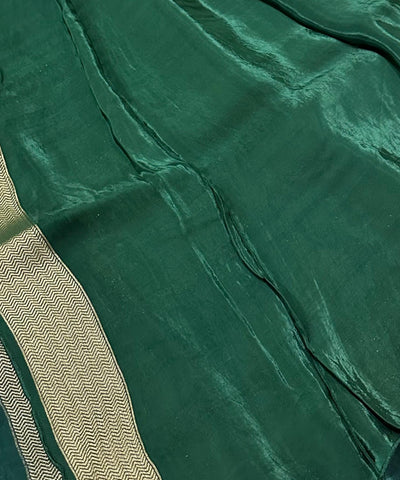Mashru silk saree Pastel Pista Green & Emerald Green Border | Glow & Glitter Boutique