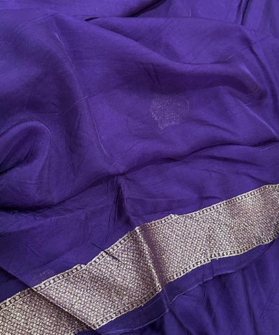 Tussar Silk Saree Dark Purple Shade with Border Less | Glow & Glitter Boutique