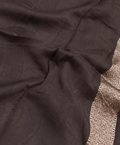 Tussar Silk Saree Coco Brown Shade with Border Less | Glow & Glitter Boutique