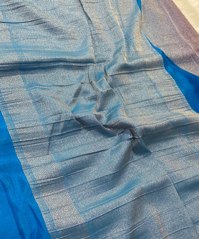 Banaras georgette silk saree Lavender Purple & Royal Blue Shade | Glow & Glitter Boutique