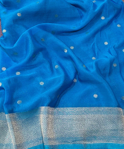 Banaras georgette silk saree Lavender Purple & Royal Blue Shade | Glow & Glitter Boutique