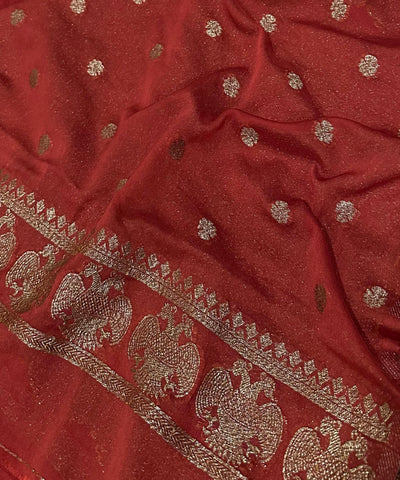 Banaras Georgette silk with blouse Coco Brown Shade | Glow & Glitter Boutique