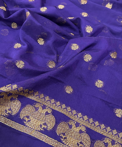 Banaras Georgette silk with blouse Purple shade | Glow & Glitter Boutique