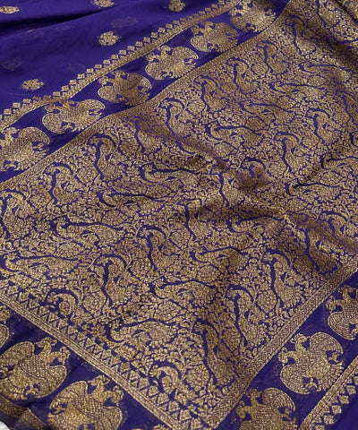 Banaras Georgette silk with blouse Purple shade | Glow & Glitter Boutique