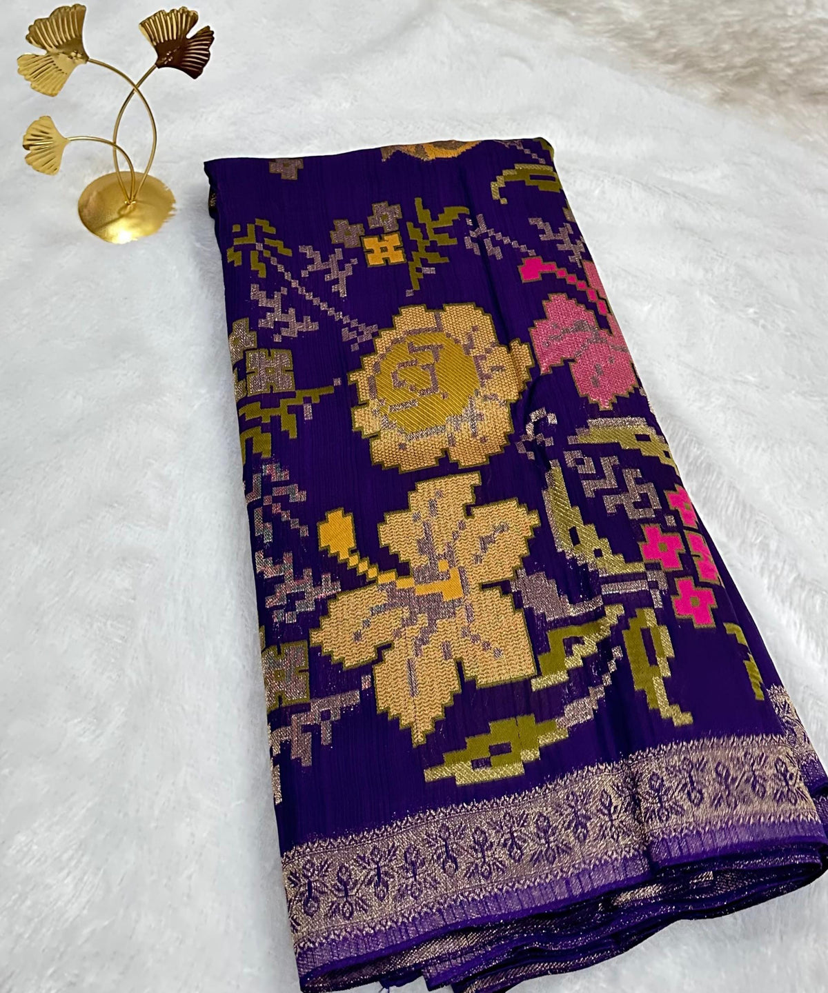 Matka Tussar Silk Saree Deep Purple Shade | Glow & Glitter Boutique