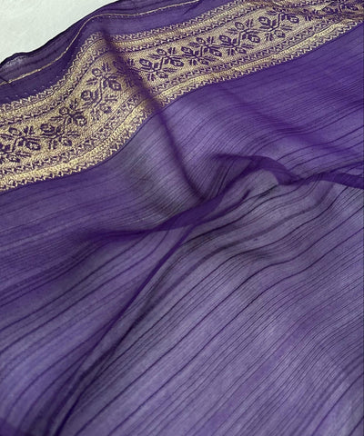 Matka Tussar Silk Saree Deep Purple Shade | Glow & Glitter Boutique