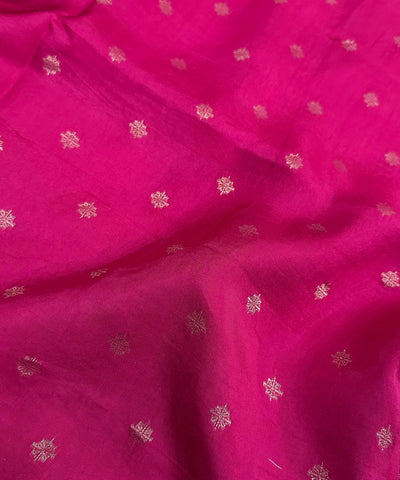 Viscose silk saree Meganta Pink with Gold Checkered Weave & Antique Gold Zari Border | Glow & Glitter Boutique