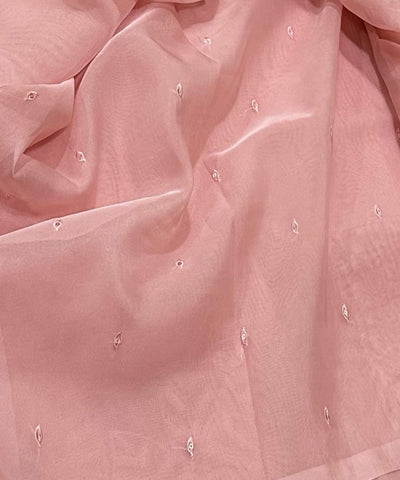 Organza silk saree with full embroidery Baby Pink Shade | Glow & Glitter Boutique