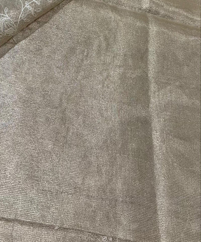 Tissue tissue silk saree with embroidery Silver Gold Beige Shade | Glow & Glitter Boutique