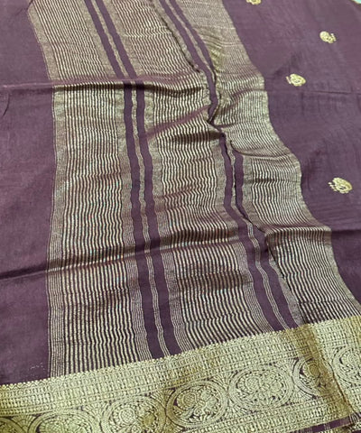Vintage style viscose silk saree Coco Brown Shade | Glow & Glitter Boutique