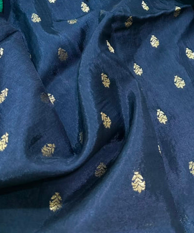 Vintage style viscose silk saree Deep Aqua Blue Shade | Glow & Glitter Boutique