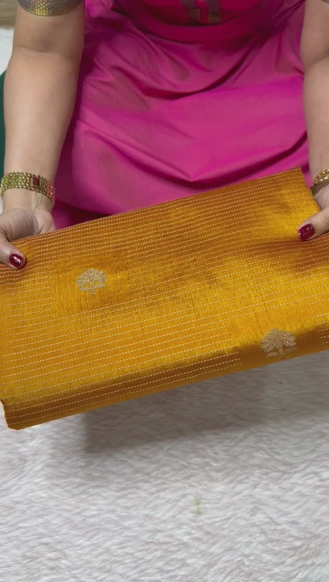 Straight Golden Yellow Shade Semi Raw Silk | Glow & Glitter Boutique