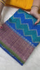 Pure Handloom Raw Silk peacock Green and Blue Shade | Glow & Glitter Boutique