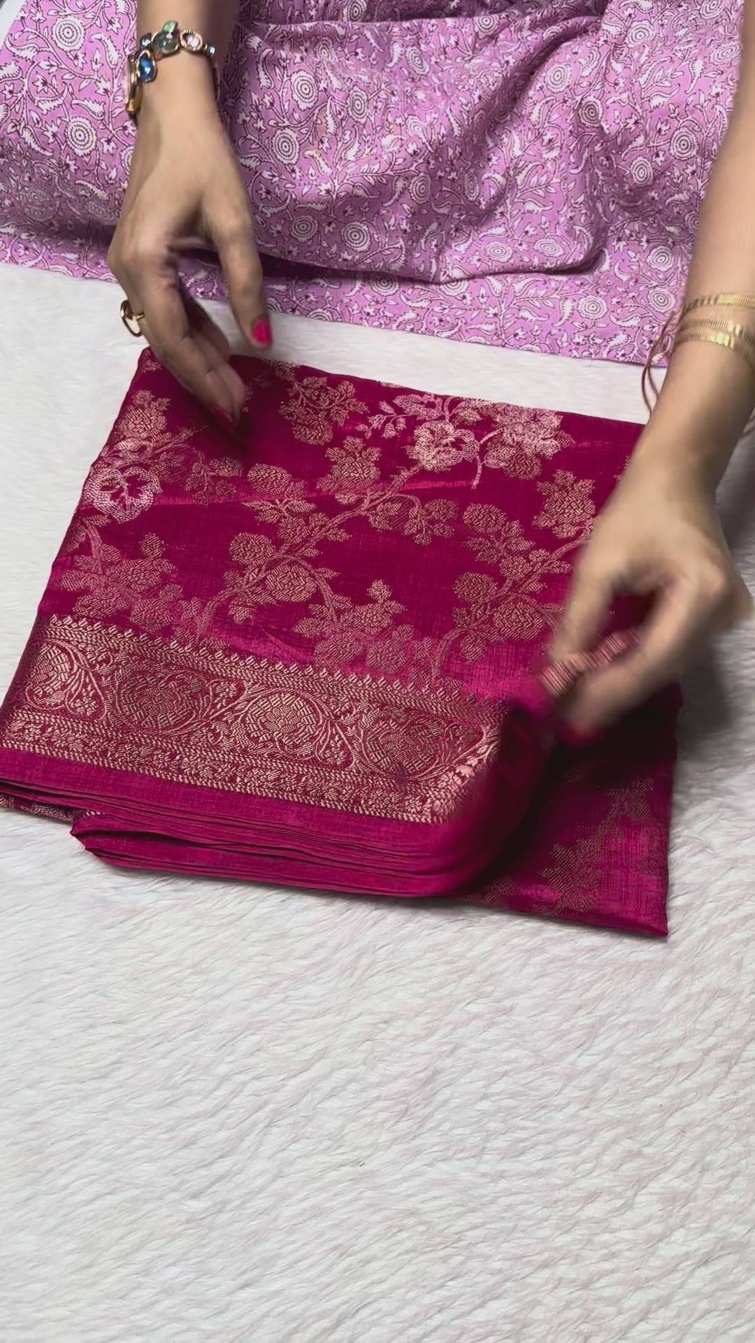 PC Jaal Red | Semi tussar silk with beautiful print and zari work