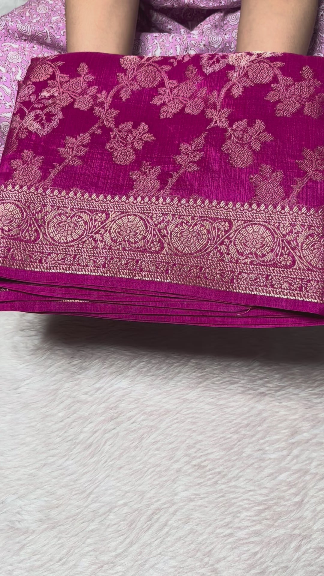PC Jaal Pink | Semi tussar silk with beautiful print and zari work