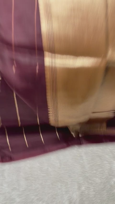 Pure Kora silk Saree Coco Brown Shade With Thin border | Glow & Glitter Boutique