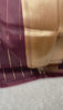 Pure Kora silk Saree Coco Brown Shade With Thin border | Glow & Glitter Boutique