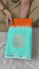 Semi Binny Crepe Orange Shade With Ice Blue Border | Glow & Glitter Boutique